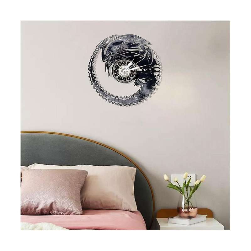 Retro Digital Display Wall Clock Novelty Vinyl Record Alarm Clock Living Room Decorative Alarm Clock