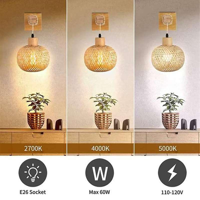 Retro Japanese Style Bamboo Bedside Wall Lamp Restaurant Rattan Lampmine Bedroom Background Wall Lam