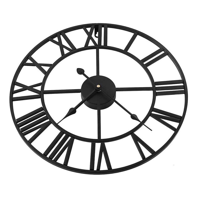Retro Metal Roman Numeral Wall Clock Iron Round Large Outdoor Garden Home Office Decoration Classic