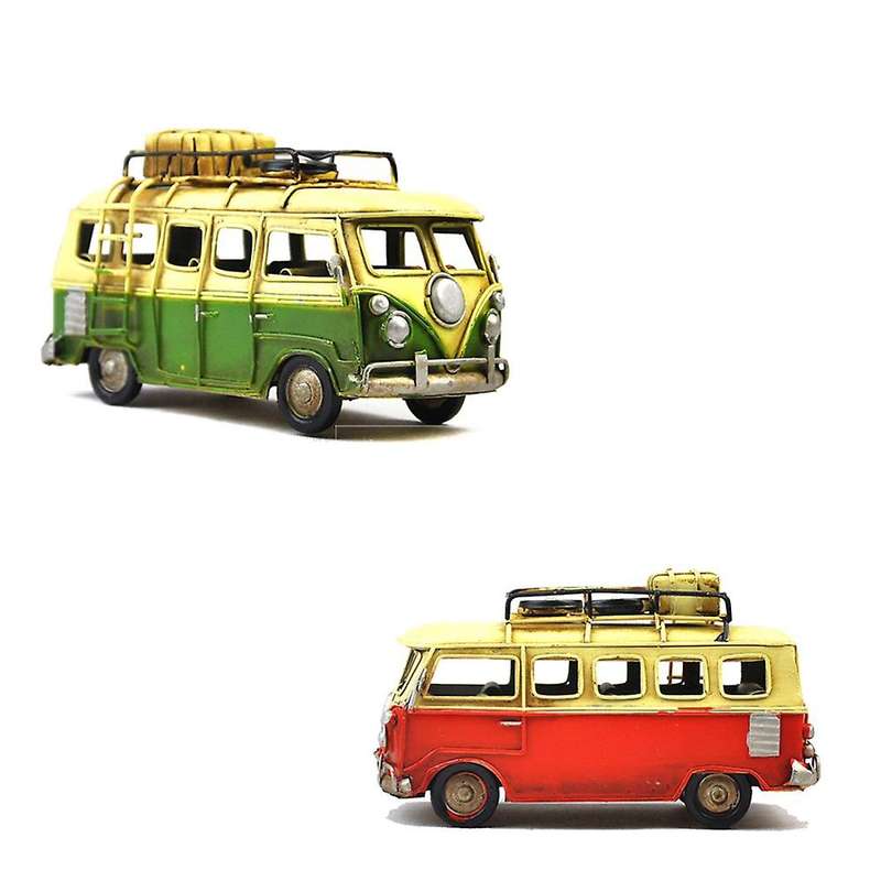 Retro Mini Bus Model Gift Ornaments Coffee Shop Bar Decoration Crafts Living Room Study Gift Collect