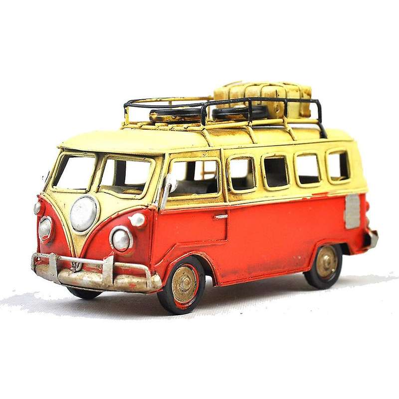 Retro Mini Bus Model Gift Ornaments Coffee Shop Bar Decoration Crafts Living Room Study Gift Collect