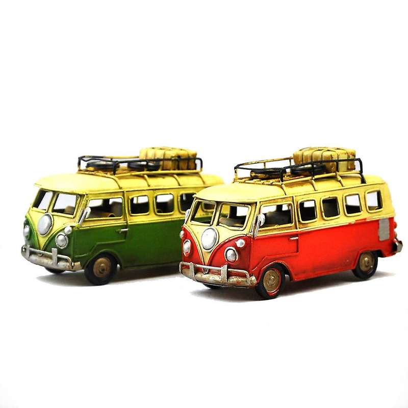 Retro Mini Bus Model Gift Ornaments Coffee Shop Bar Decoration Crafts Living Room Study Gift Collect