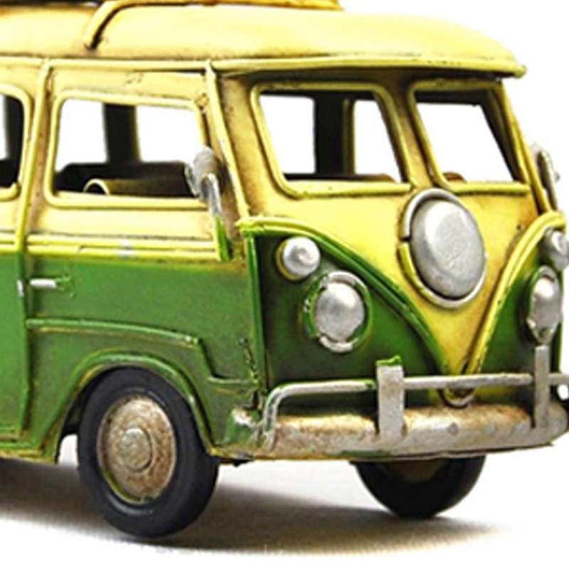 Retro Mini Bus Model Gift Ornaments Coffee Shop Bar Decoration Crafts Living Room Study Gift Collect