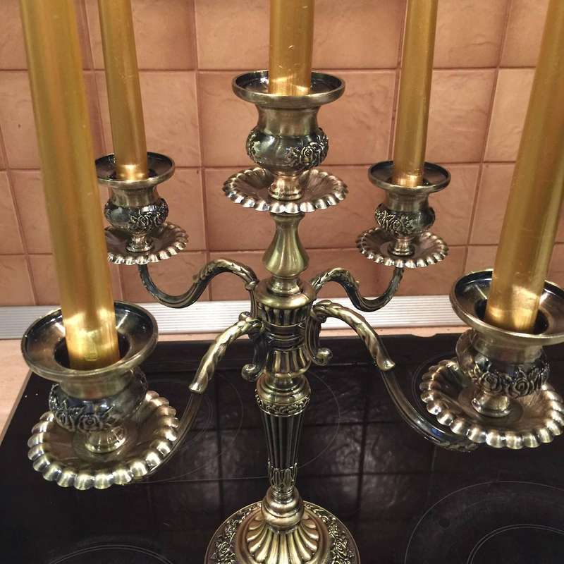 Retro Metal Candlestick,Europe Classical 5 Arms Candle Holder Wedding Event Candelabra Candle Stand