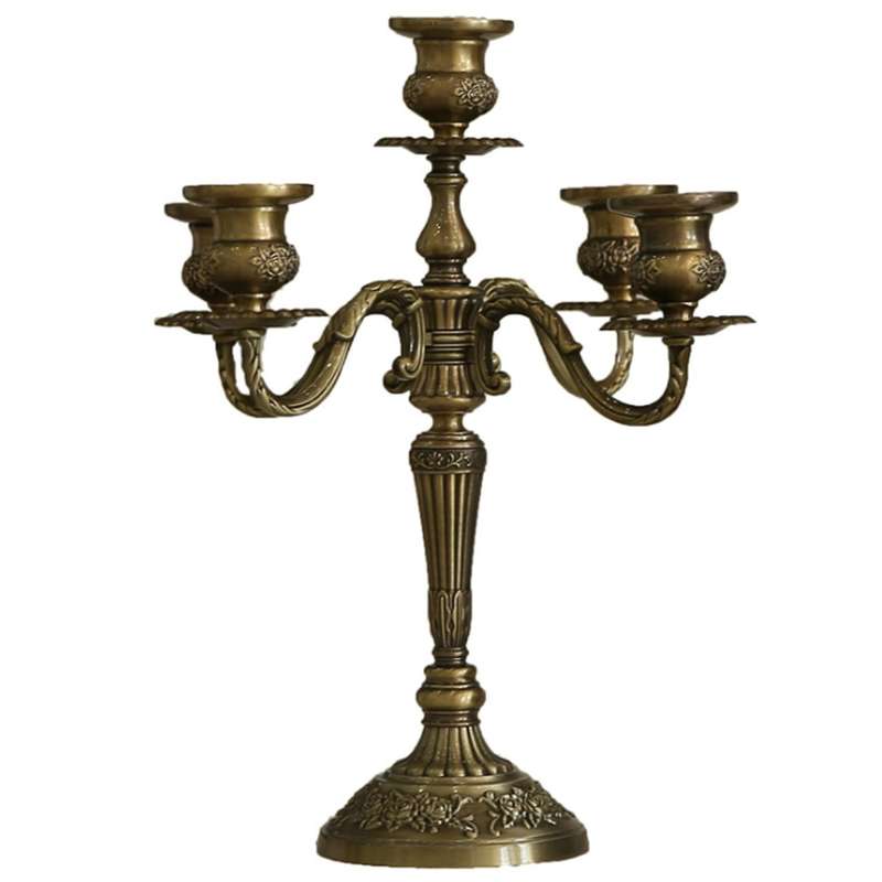 Retro Metal Candlestick,Europe Classical 5 Arms Candle Holder Wedding Event Candelabra Candle Stand