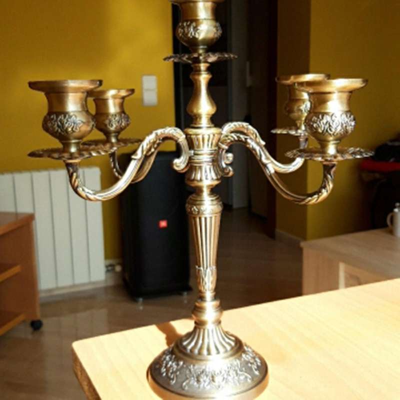 Retro Metal Candlestick,Europe Classical 5 Arms Candle Holder Wedding Event Candelabra Candle Stand