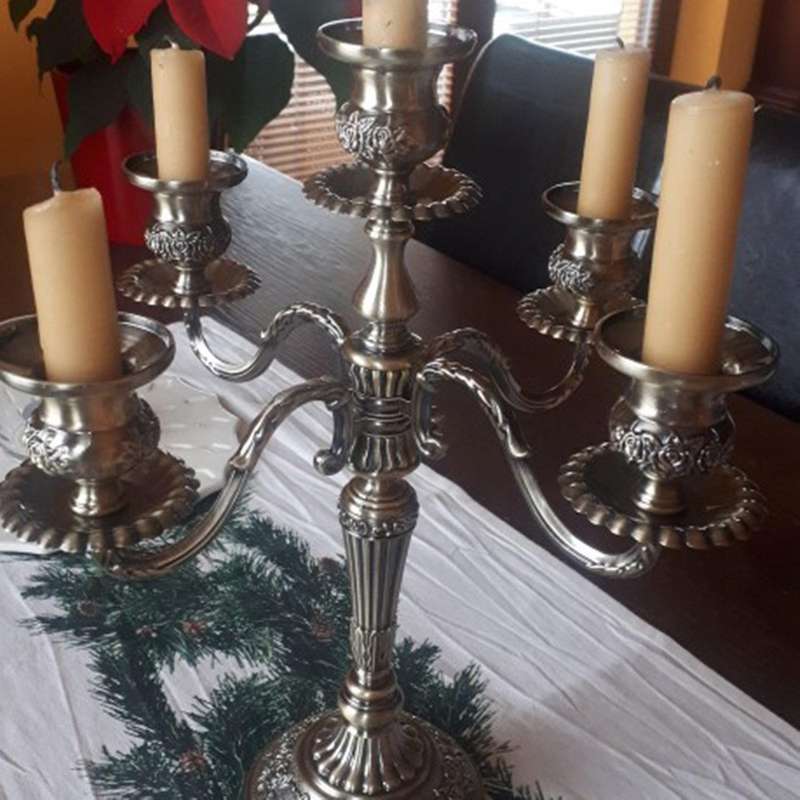 Retro Metal Candlestick,Europe Classical 5 Arms Candle Holder Wedding Event Candelabra Candle Stand