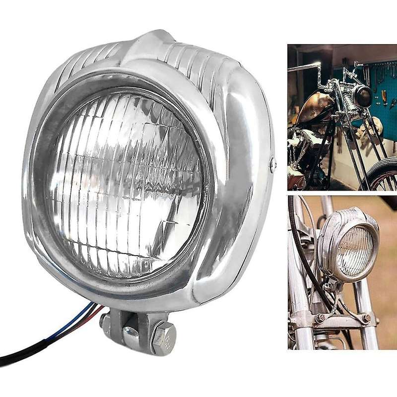 Retro Motorcycle Headlight Head Light Lamp Sealed Beam for Cafe Chopper Cruiser Clear