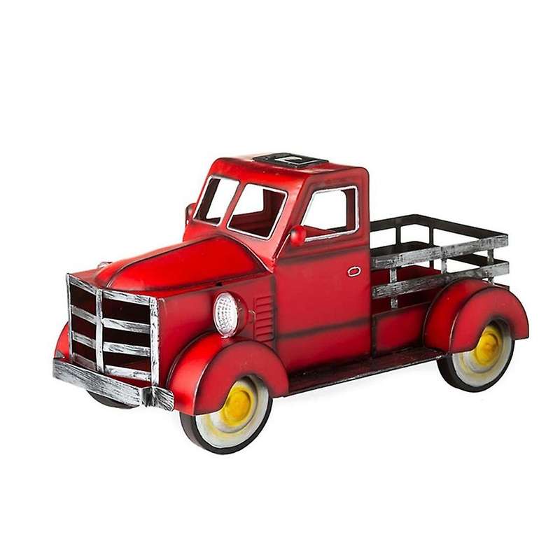 Retro Solar Illuminated Pickup Truck Flower Pot Decoration Desktop Storage Farmhouse Truck
