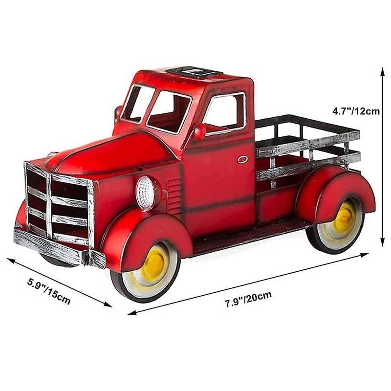 Retro Solar Illuminated Pickup Truck Flower Pot Decoration Desktop Storage Farmhouse Truck