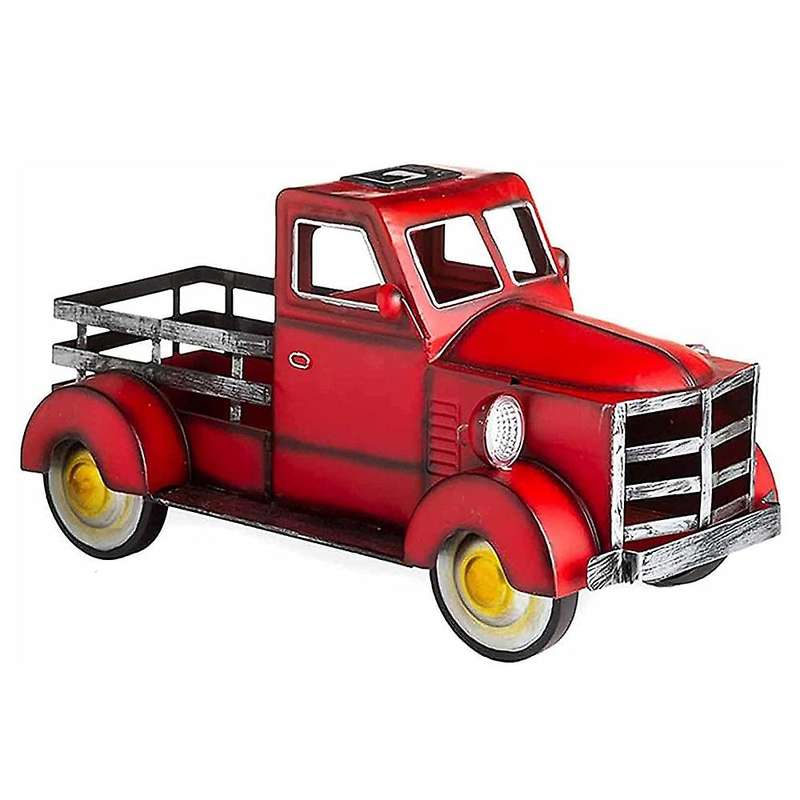 Retro Solar Illuminated Pickup Truck Flower Pot Decoration Desktop Storage Farmhouse Truck