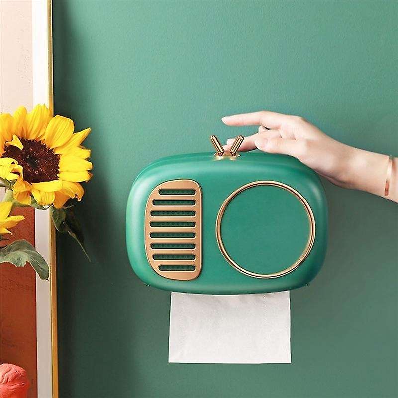 Retro Radio Model Toilet Paper Holder Tissue Box Waterproof Tray Tube Paper Stand Case Bathroom