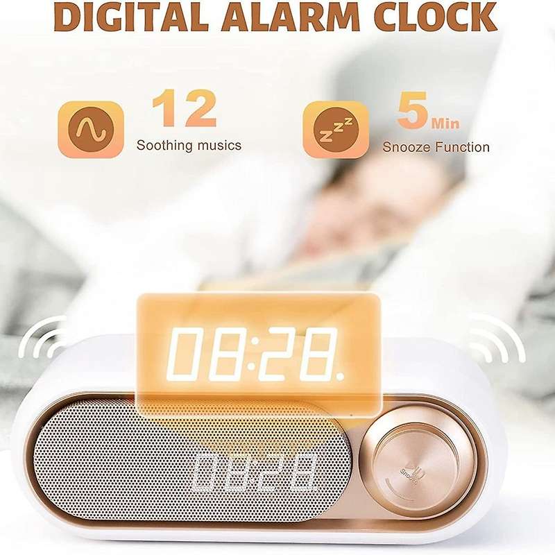 Retro Radio Alarm Clock , Wireless Super Fast 10W Charging Large Display Alarm Clock FM Radio, TF -W