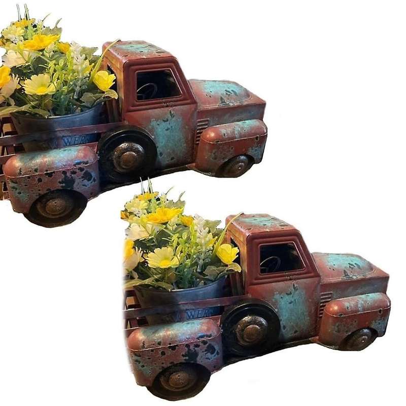 Retro Scrapped Truck Flower Pots Flowers and Plants Succulent Potted Resin Crafts Ornaments