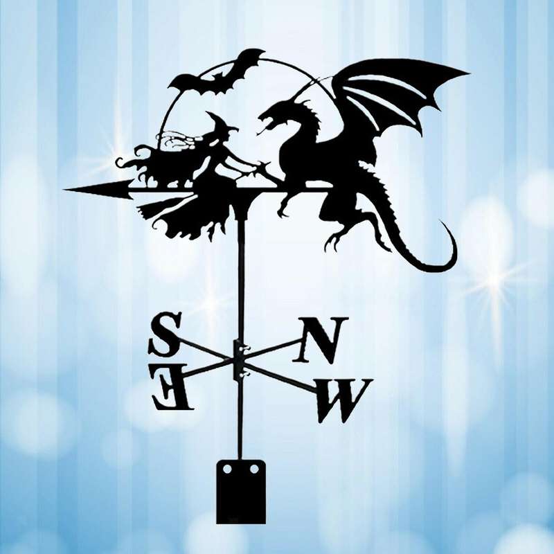Retro Weather Vane Farm Weather Vane Wind Direction Indicator Witch&Dragon
