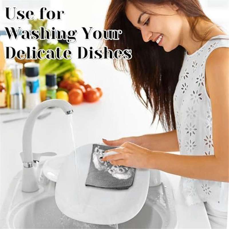 Reusable Cleaning Wipe Household Microfiber Towel Rolls Dish Rags Wash Paper Towel Replacement Green