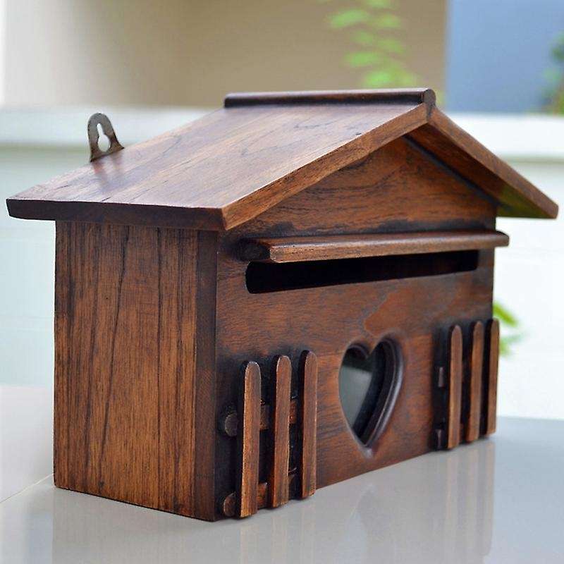 Retro Wooden Post Box Exquisite Outdoor Rainproof Suggestion Box Letter Box