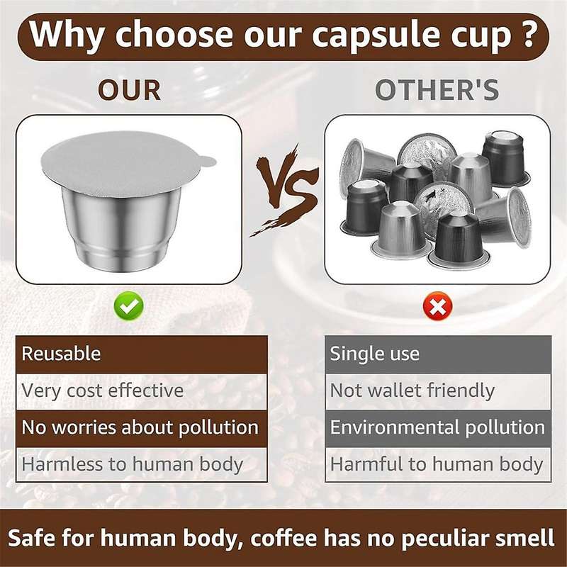Reusable Espresso Capsules, Stainless Steel Refillable Espresso Pods with Aluminum Foils