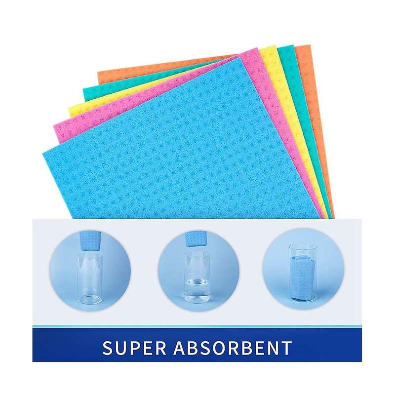 Reusable Dish Cloths, Cellulose Sponge Cloth for Kitchen, Absorbent Cleaning Cloth, 10 Pack, Multi C