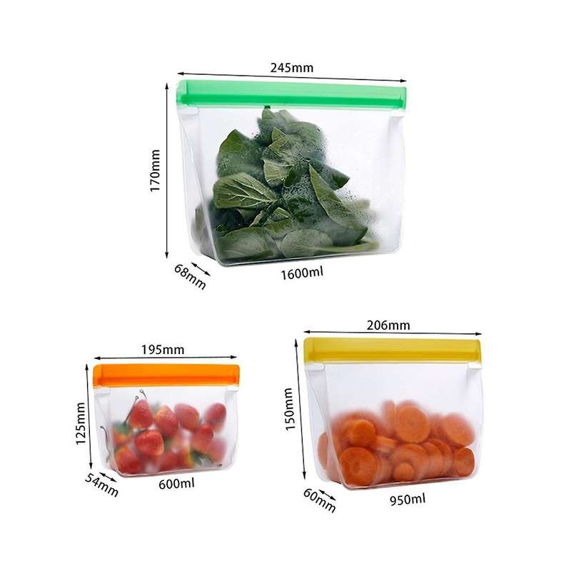 Reusable Food Storage Bags, 6pack Reusable Gallon Bags Seal & Leak Proof, Free Reusable Freezer Bag