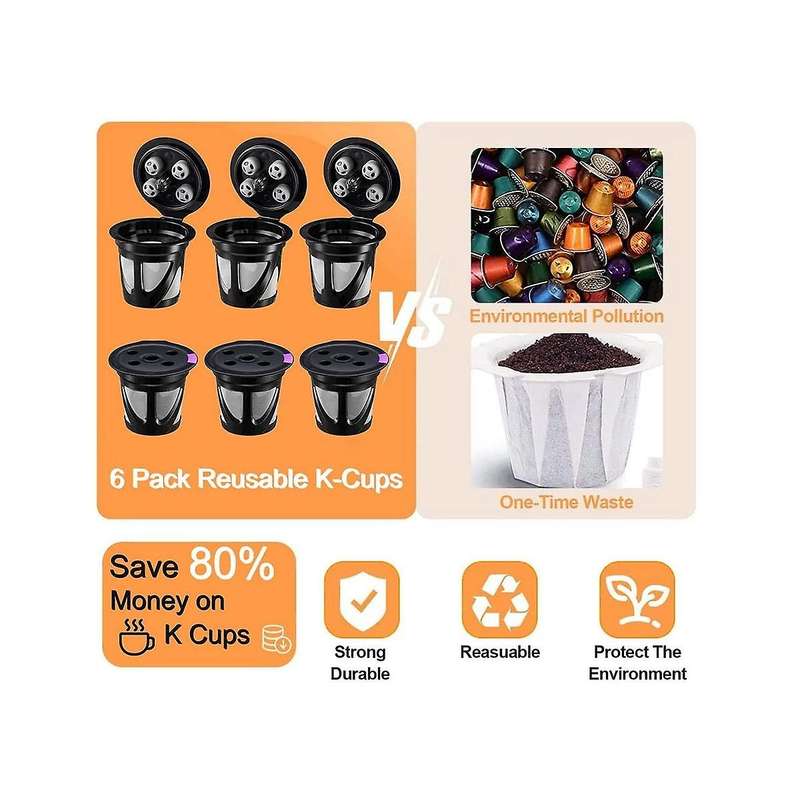 Reusable K Cups for K and K Plus, Reusable Coffee Pods with 5 Hole for Refillable Coffee