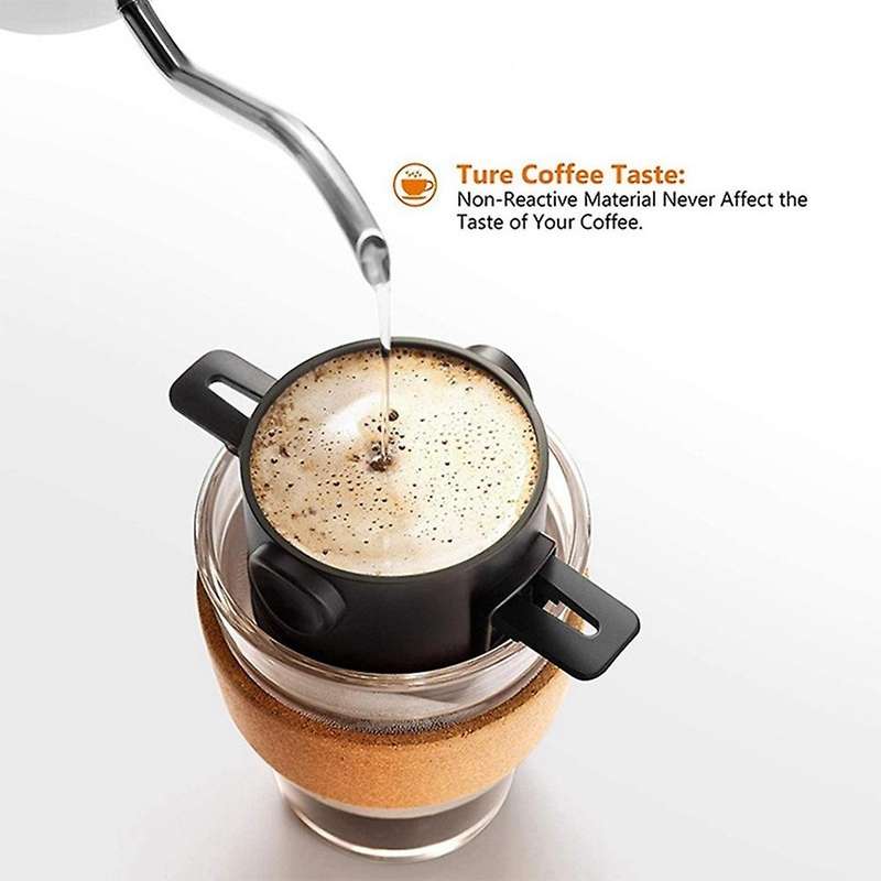 Reusable Pour over Coffee Maker, Stainless Steel Cone Coffee Dripper Filter 1-2 Cup, Paperless with