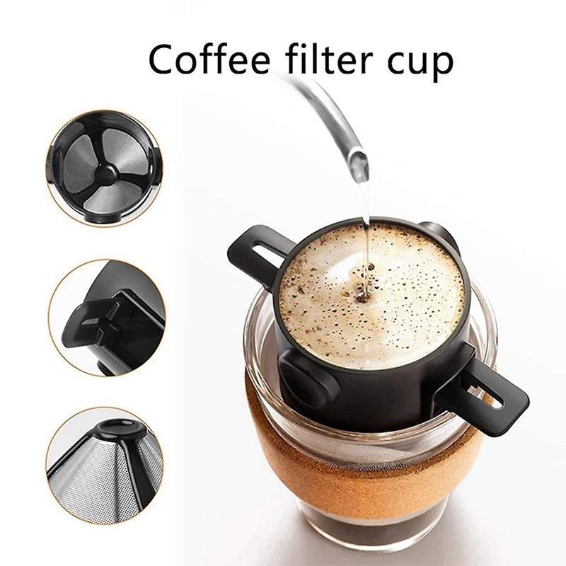 Reusable Pour over Coffee Maker, Stainless Steel Cone Coffee Dripper Filter 1-2 Cup, Paperless with