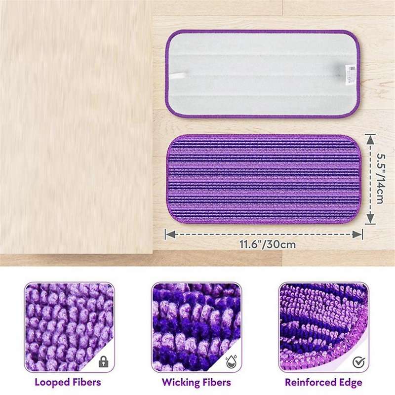 Reusable Mop Pads Compatible for Wet Jet Mop- 6 Pack Wet Pads Refill Washable Microfiber Mop Pads B