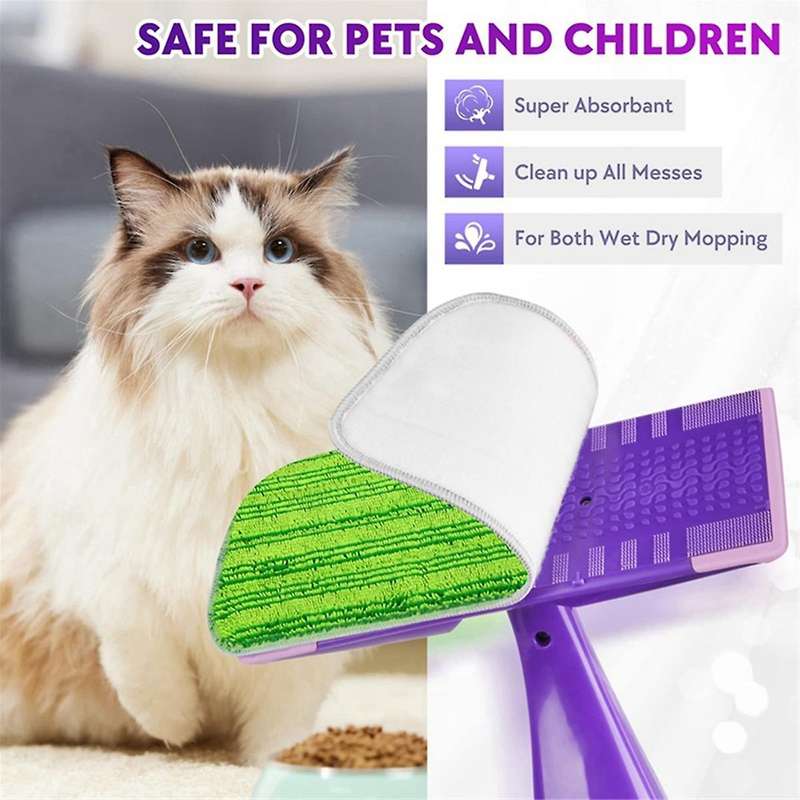 Reusable Mop Pads Compatible for Wet Jet Mop- 6 Pack Wet Pads Refill Washable Microfiber Mop Pads B