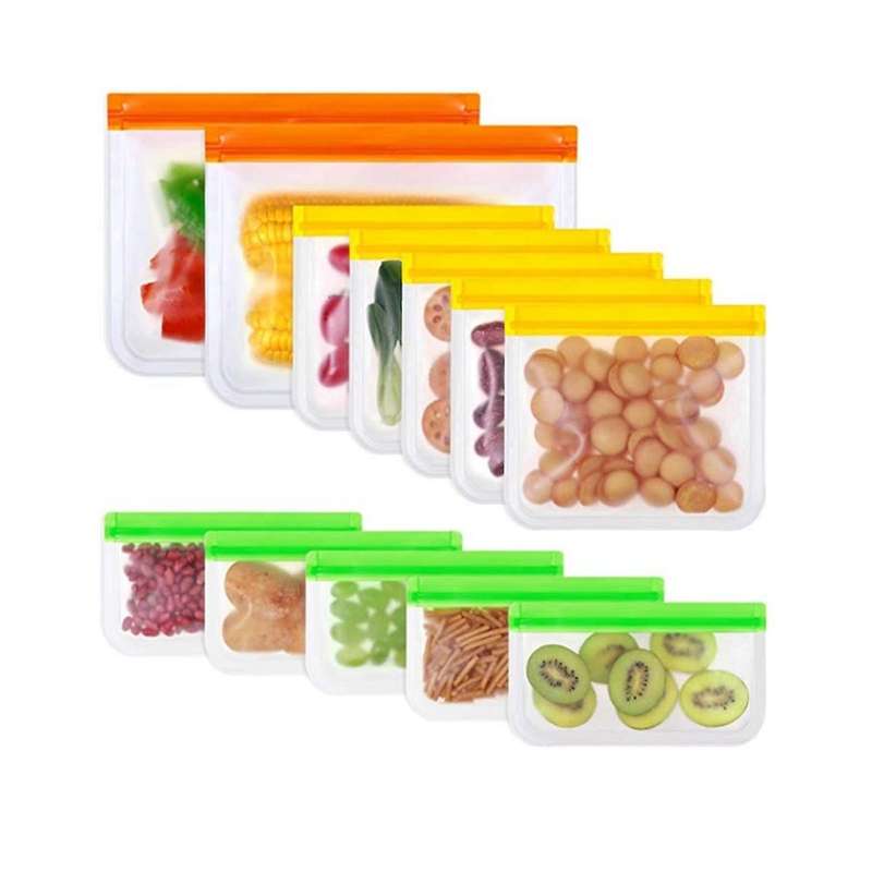 Reusable Storage Bags - 12 Pack Leakproof Freezer Bags Free Reusable Freezer Bags for Travel