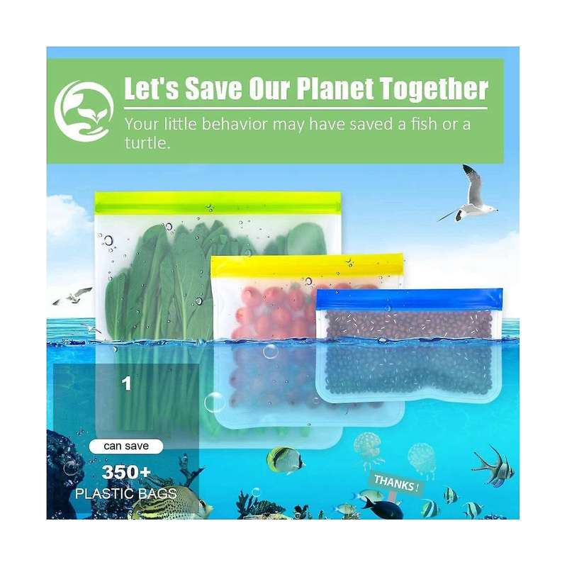 Reusable Storage Bags - 12 Pack Leakproof Freezer Bags Free Reusable Freezer Bags for Travel