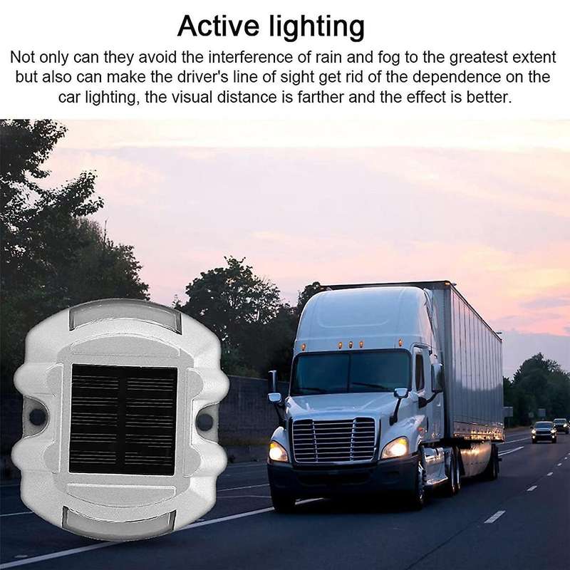 Reusable Solar Road, 2pcs 6 Led Stud Lights Ground Garden Lawn Path Deck Dock White Warning Lights(