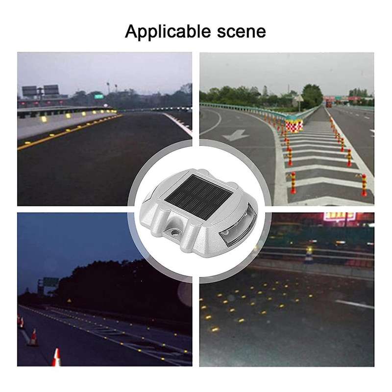 Reusable Solar Road, 2pcs 6 Led Stud Lights Ground Garden Lawn Path Deck Dock White Warning Lights(