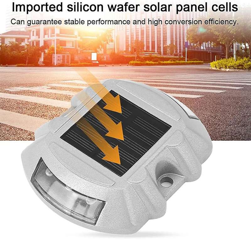 Reusable Solar Road, 2pcs 6 Led Stud Lights Ground Garden Lawn Path Deck Dock White Warning Lights(