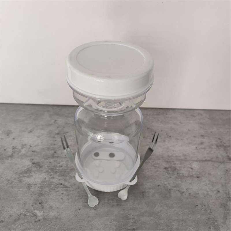 Reusable Wet and Dry Separation Pickled Jar with Fork - Multipurpose Round Flip Top Jar for Daily Us