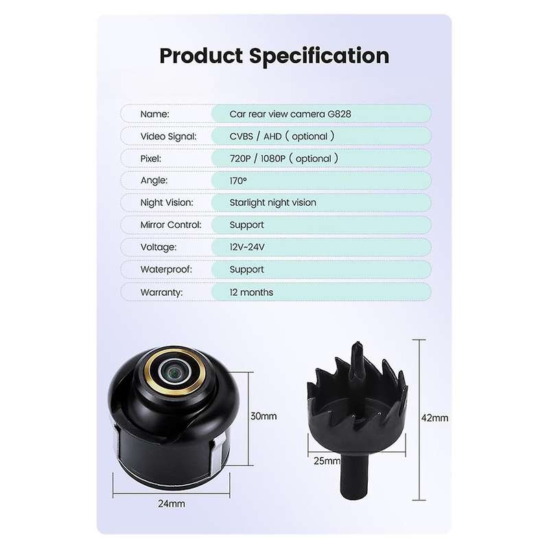 Reversing Fisheye Camera 170 1920 X 1080P for Car AHD CBVS 720P Metal Body Lens Black Rear View Reve