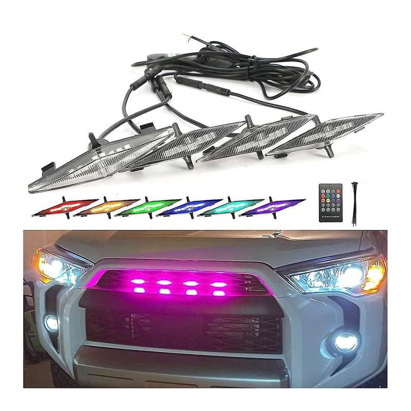 Rgb Grill Led Lights 4 Pcs for 2014-2019 4runner Pro Grille, Sr5, Off-road,limited 2014-2023 Pro