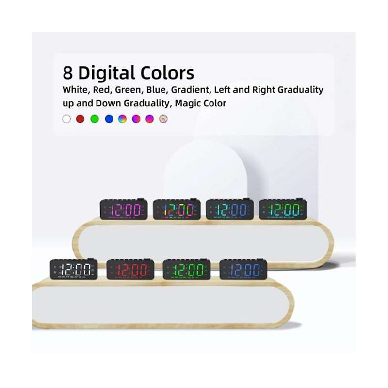 Rgb Digital Alarm Clock Radio, Dual Alarm with Weekday/weekend Mode, Snooze, Fm Radio Sleep Timer, U