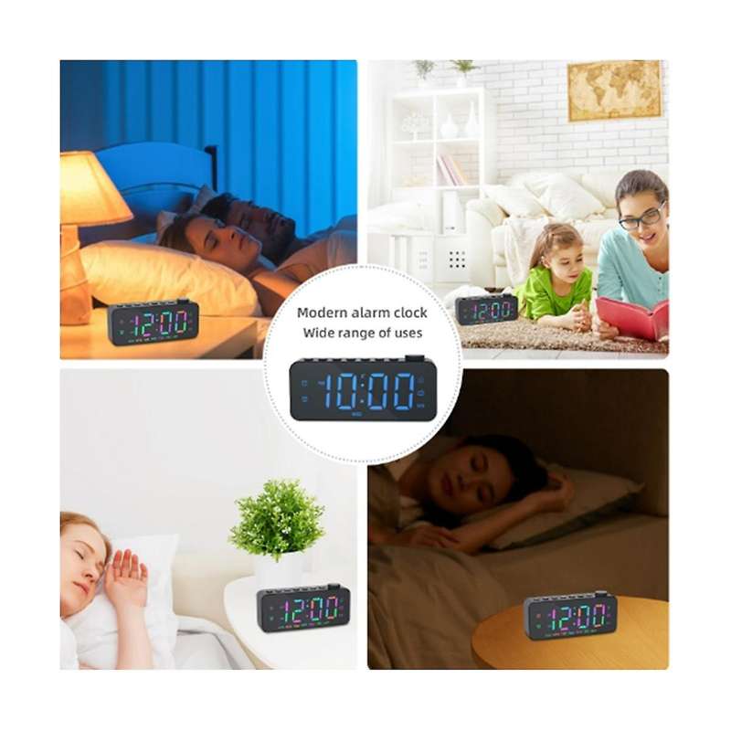 Rgb Digital Alarm Clock Radio, Dual Alarm with Weekday/weekend Mode, Snooze, Fm Radio Sleep Timer, U
