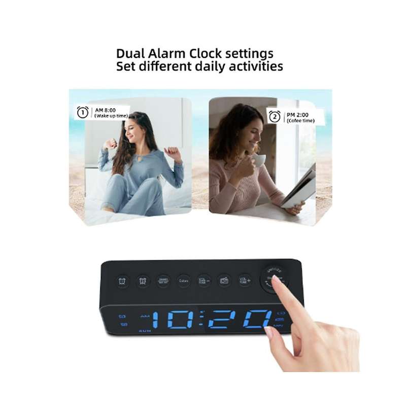 Rgb Digital Alarm Clock Radio, Dual Alarm with Weekday/weekend Mode, Snooze, Fm Radio Sleep Timer, U