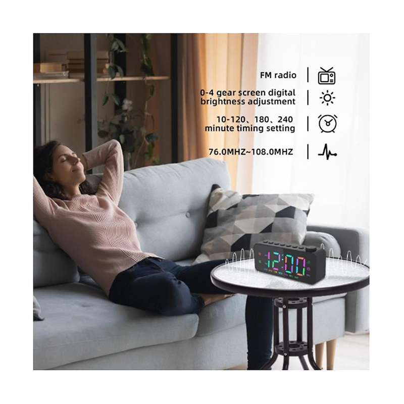 Rgb Digital Alarm Clock Radio, Dual Alarm with Weekday/weekend Mode, Snooze, Fm Radio Sleep Timer, U