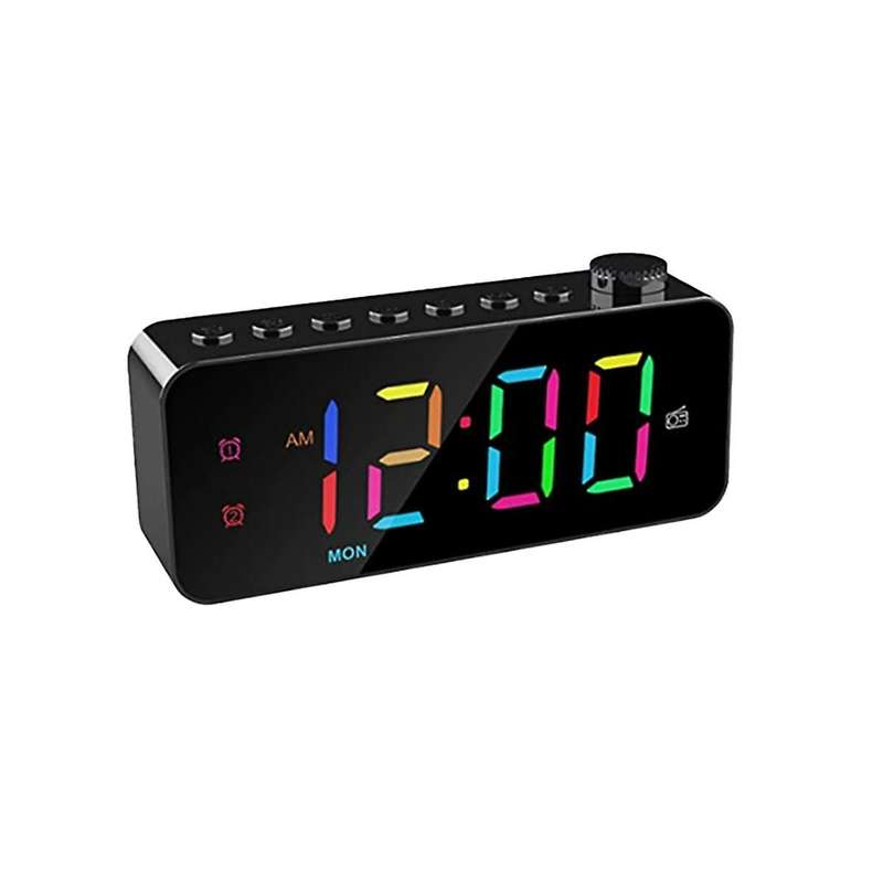 Rgb Digital Alarm Clock Radio, Dual Alarm with Weekday/weekend Mode, Snooze, Fm Radio Sleep Timer, U