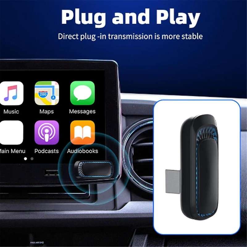 RGB Colorful Wireless Carplay Dongle Mini Box Plug and Play Connect Bluetooth WiFi with Wired for C
