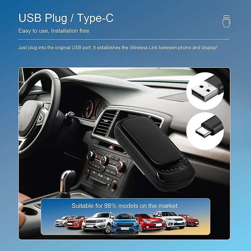 RGB Mini Carplay AI Box for CarPlay Wireless Adapter Car Wired CarPlay to Wireless USB Dongle Plug a