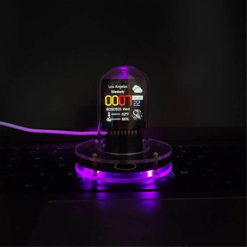 RGB Nixie Tube Clock Smart WIFI Networked LED Light-Emitting IPS Color Screen DIY Analog Digital Tub