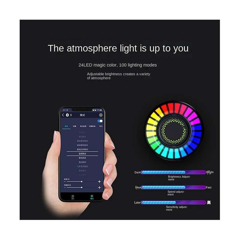 Rgb Led Car Diffuser Car Atmosphere Light Air Conditioner Air Outlet Pendant Voice Controlled Music