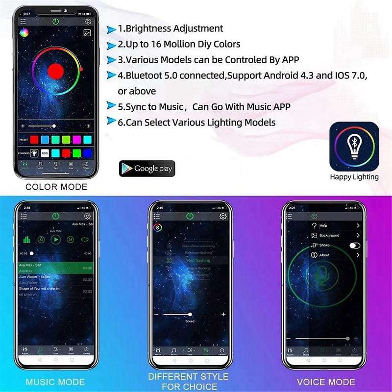 Rgb Rock Lights, Multicolor Underglow Lights Kit with App Control Flashing Music Mode Waterproof Whe
