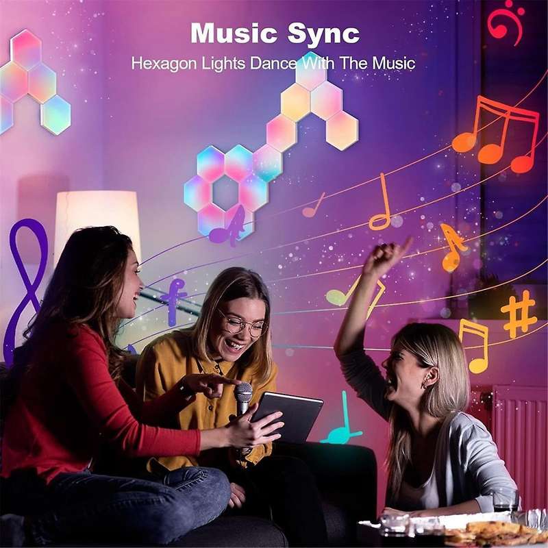 Rgb Smart Light Board Hexagonal Lamp Indoor Atmosphere Wall Lamp Voice Control App Night Light for G