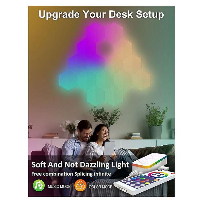 Rgb Smart Light Board Hexagonal Lamp Indoor Atmosphere Wall Lamp Voice Control App Night Light for G