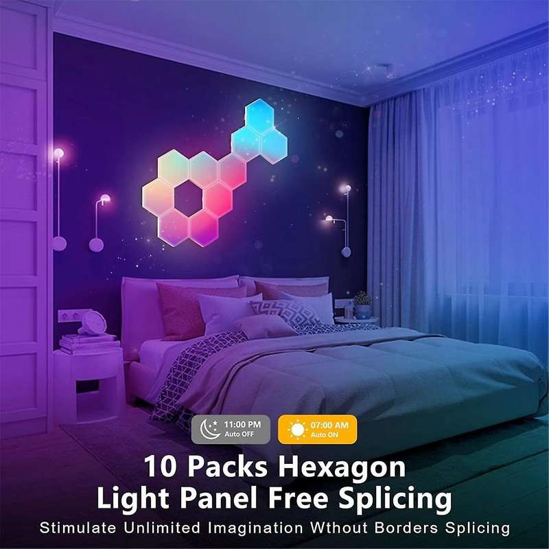 Rgb Smart Light Board Hexagonal Lamp Indoor Atmosphere Wall Lamp Voice Control App Night Light for G